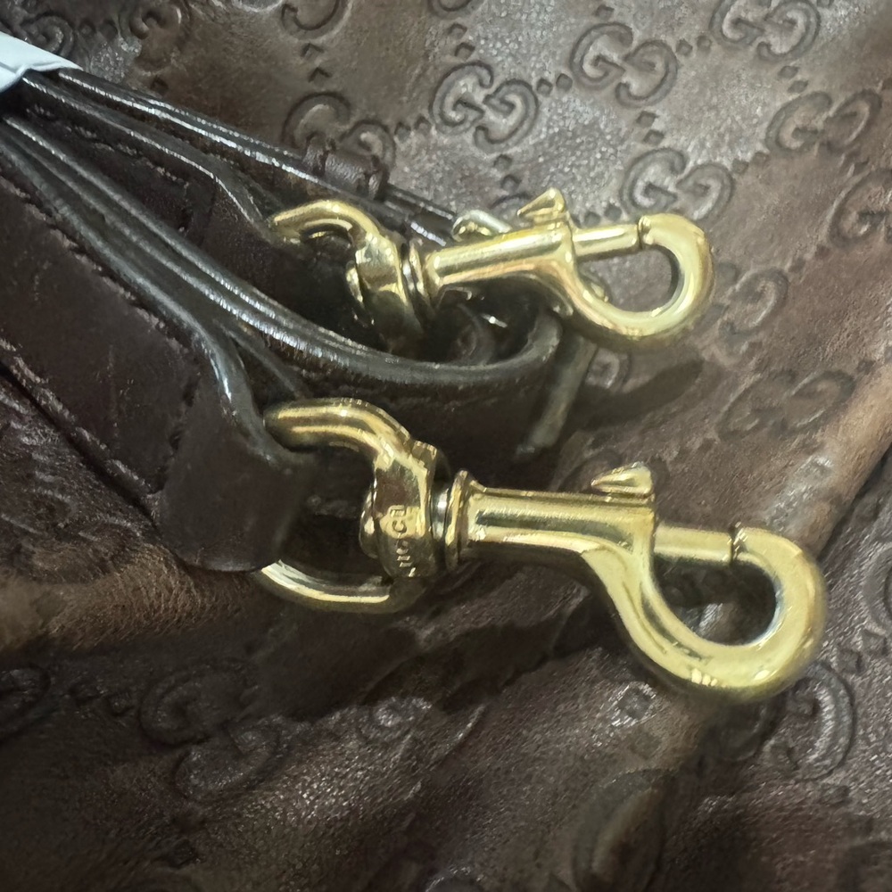Gucci Dark Brown GG Embossed Leather Shoulder Bag - Picture 11 of 12